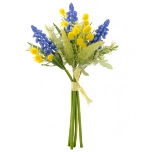 Artificial Muscari and Mimosa Spring Posy 22cm - S004