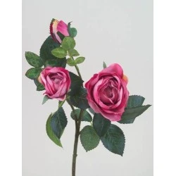 Artificial Old Roses Spray Pink Short Stem 41cm - R157 Q4