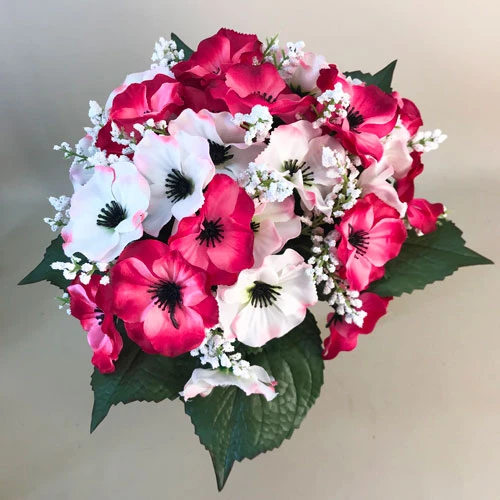 Artificial Pansies Bouquet Pink and White Mix 35cm - P077 R3