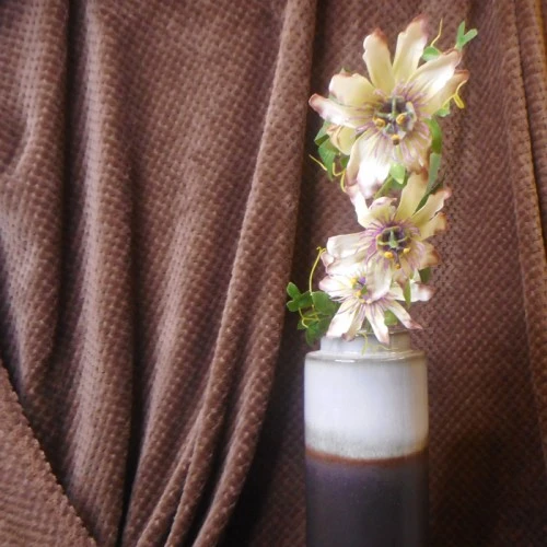 Passion Flowers Spray Green Purple 75cm - P059 CC1