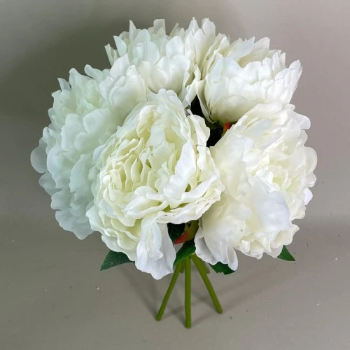 Artificial Peony Flowers Hand Tied Posy Ivory 33cm - P053