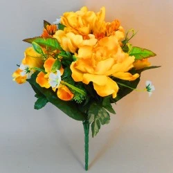 Fleur Artificial Flowers Bouquet Peony and Blossom Yellow 35cm - P056 K1