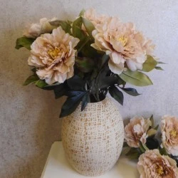 Artificial Peony Flowers Coffee Latte 77cm - P223 J4