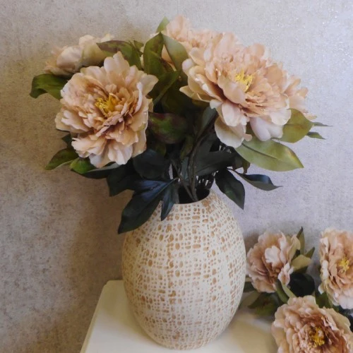 Artificial Peony Flowers Coffee Latte 77cm - P223 J4