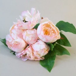 Artificial Peony Flowers Hand Tied Posy Pale Pink 28cm - P155 J2