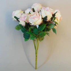 Bunch of Artificial Peony Roses Cream Pink 50cm - P045 G4