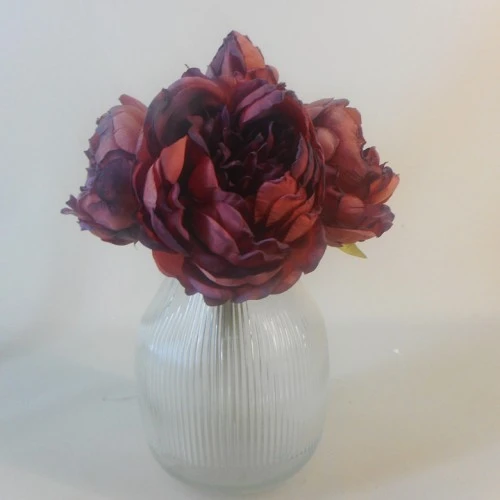 Antique Peony Posy Burgundy 28cm | Faux Dried Flowers - P090 GG1
