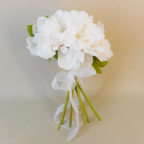 Fleur Artificial Peony Flowers Hand Tied Posy Cream 27cm - P040 BX19