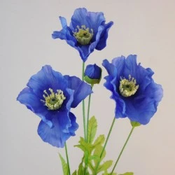 Silk Himalayan Poppies Blue 70cm - P127 J2