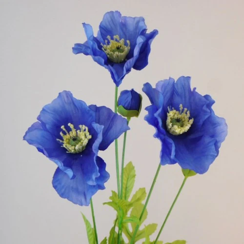 Silk Himalayan Poppies Blue 70cm - P127 J2