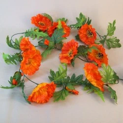 Artificial Poppies Garland Orange 180cm - P194 M1