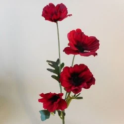 Artificial Poppies Red Black 47cm - P234 J4