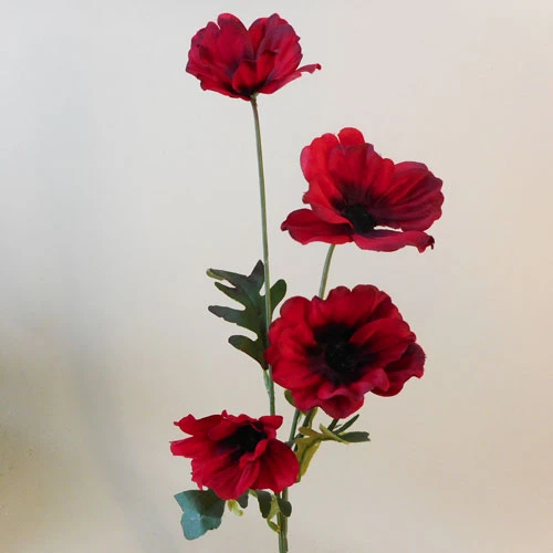 Artificial Poppies Red Black 47cm - P234 J4