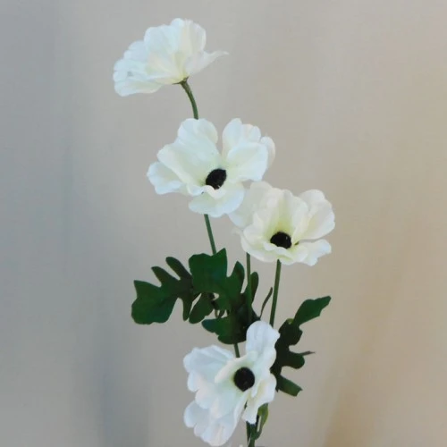 Artificial Poppies White Black 47cm- P233 K3
