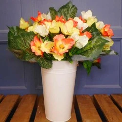 Artificial Poppy Bunch Orange Yellow and Cream 34cm - P062 L1
