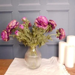 Artificial Ranunculus Flowers Purple Green 40cm - R541 E3