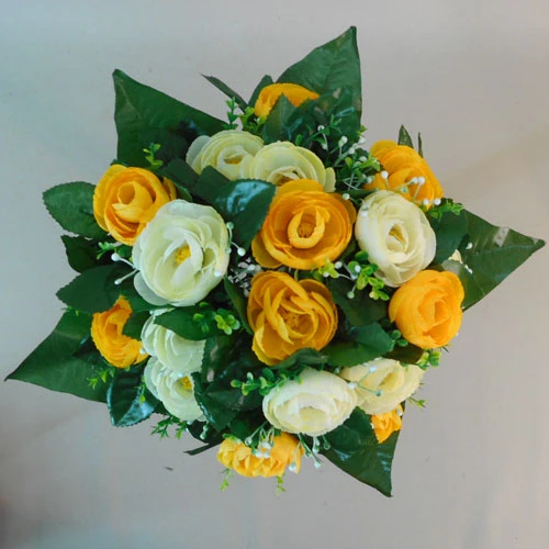 Silk Ranunculus Bouquet Yellow Lemon 35cm - R515 U1