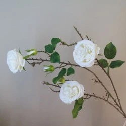Artificial Cabbage Roses Branch Cream 90cm - R802 O4