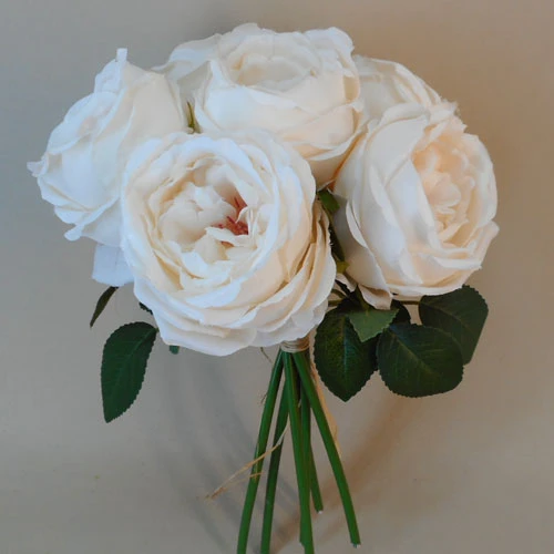 Artificial Cabbage Rose Posy Oyster Cream 32cm - R770 KK1