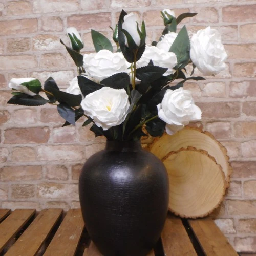 Artificial Cabbage Roses Spray White 83cm - R229 AA1