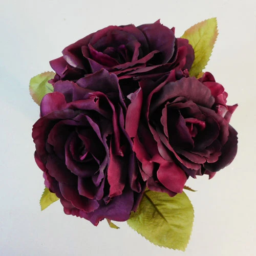 Artificial English Roses Bundle Burgundy 24cm - R486 N4