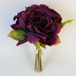 Artificial English Roses Bundle Burgundy 24cm - R486 N4