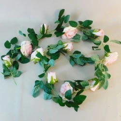 Artificial Roses Garland Light Pink 175cm - R289 L1