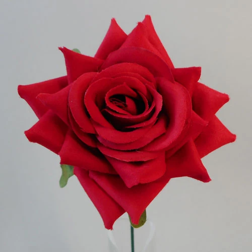 Artificial Silk Rose on Wire Stem Red 25cm - R875 O3