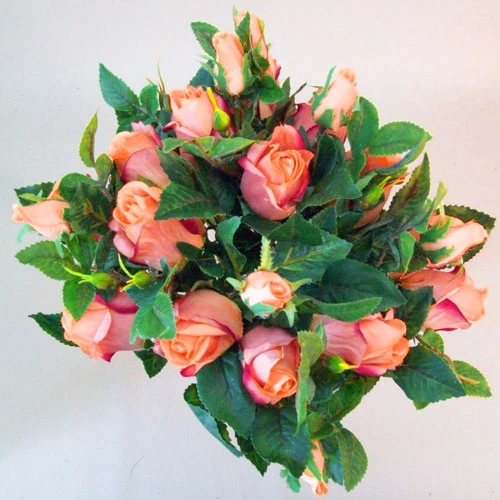 Artificial Rosebuds Bouquet Orange Peach x 26 28cm - R583 L1