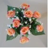 Artificial Rosebuds and Gypsophila Bouquet Peach x 9 29cm - R134 N1