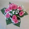 Artificial Rosebuds and Gypsophila Bouquet Pink x 9 29cm - R127 L2