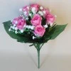 Artificial Rosebuds and Gypsophila Bouquet Pink x 9 29cm - R127 L2