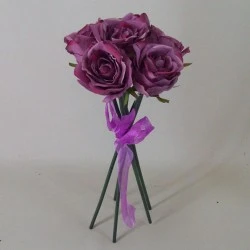 Artificial Roses Bouquet Vintage Aubergine 38cm - R506 T3