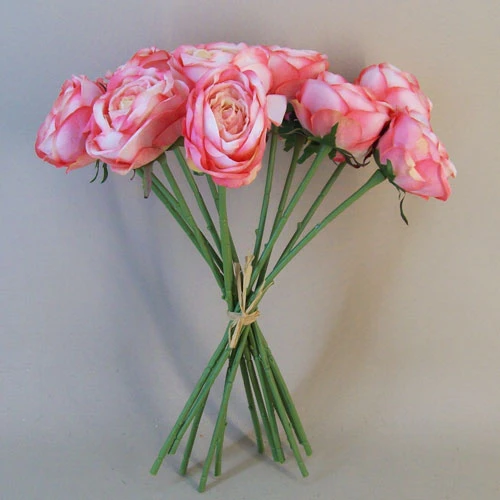 Artificial Roses Bouquet Strawberry Daiquiri x 12 41cm - R534 KK3