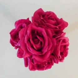 Artificial Roses Bunch Hot Pink 26cm - R597 BX20