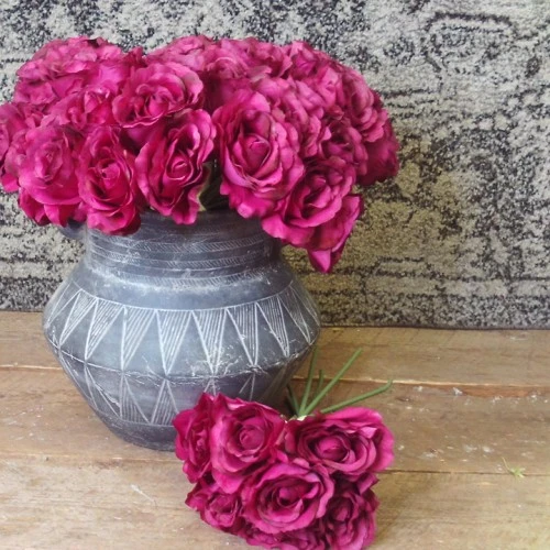Artificial Roses Bunch Hot Pink 26cm - R120 HH1