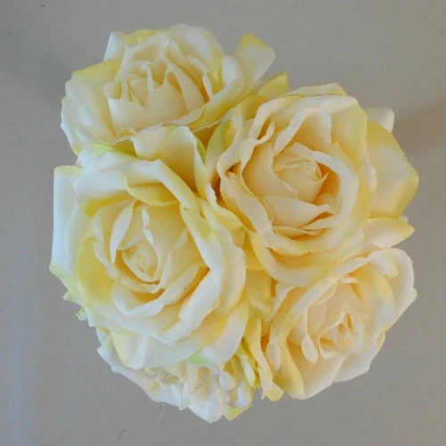 Artificial Roses Bunch Lemon Yellow 27cm - R394 N2
