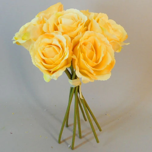Artificial Roses Bunch Yellow 26cm - R110 Q1
