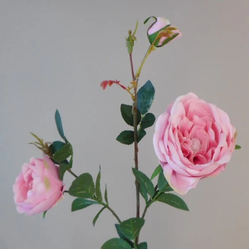 Artificial Ruffle Roses Spray Pink 65cm - R640 P2