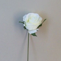 Artificial Silk Rose Buds on Wire Stem Cream 24cm - R545 P3