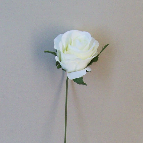 Artificial Silk Rose Buds on Wire Stem Cream 24cm - R545 P3