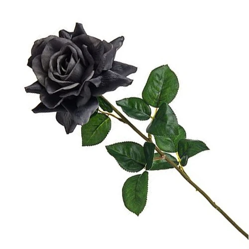 Artificial Tea Rose Dark Grey 68cm - R863 M3