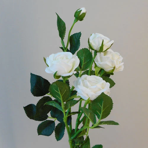 Artificial Flowers Rose Spray Ivory 72cm - R404 O4