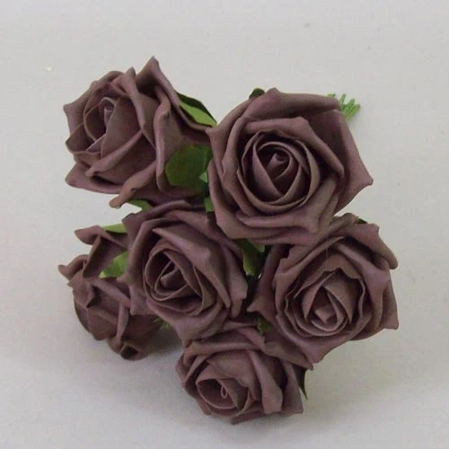 Colourfast Cottage Foam Roses Bundle Chocolate Brown 6 Pack 24cm - R459 T3
