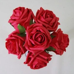 Colourfast Cottage Foam Roses Bundle Red 6 Pack 24cm - R492 U3