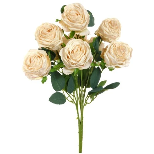 Antique Roses Bush Blush Peach 45cm | Faux Dried Flowers - R075 O3