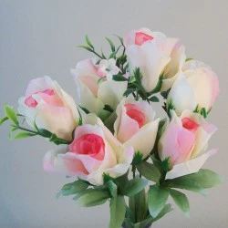 Fleur Artificial Rose Bouquet Pink and Cream 34cm - R830 U2