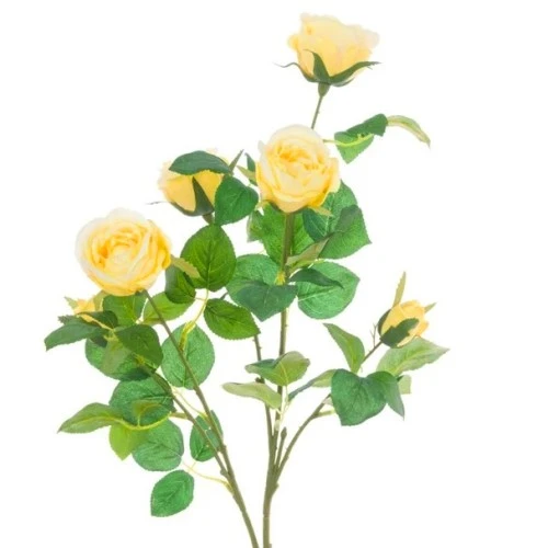 Juliet Roses Spray Lemon Yellow 70cm - R423 Q1