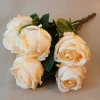 Lemon Peach Artificial Roses Bouquet x 7 54cm - R581 R4