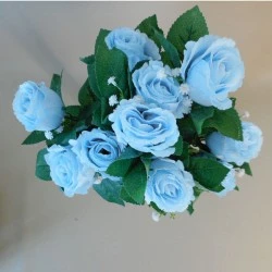Artificial Rosebuds Bouquet Light Blue x 10 45cm - R232 EE2